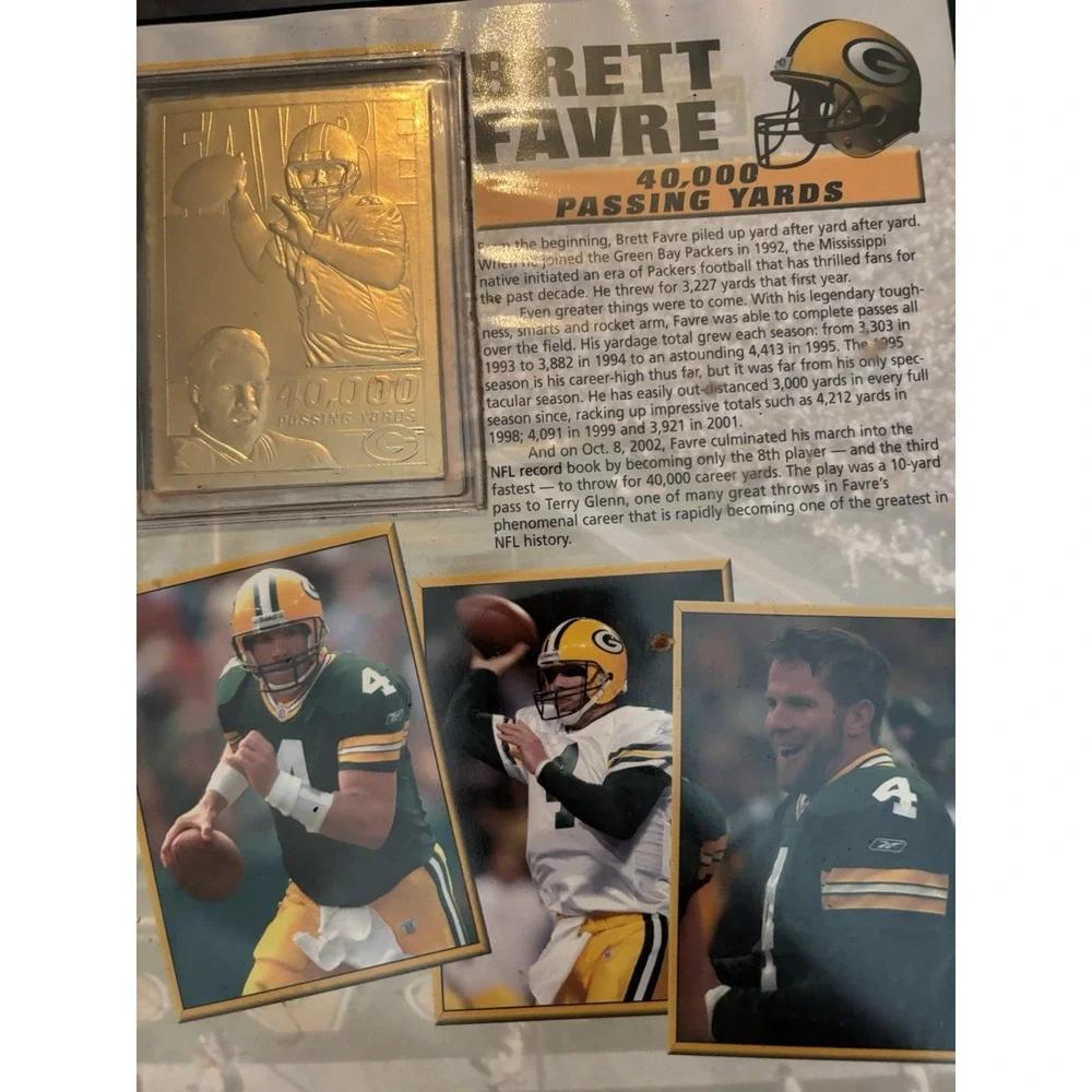 Green Bay Packers Brett Favre 22kt Gold Cards Set with Book Danbury Mint